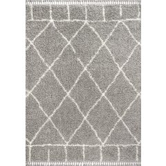 Mercer Shag Plush Tassel Moroccan Geometric Trellis Area Rug
