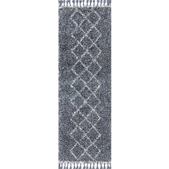 Beautiful Mercer Shag Plush Tassel Moroccan Tribal Geometric Trellis Area Rug
