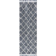 Gabrielle Mercer Shag Plush Tassel Moroccan Geometric Trellis Area Rug