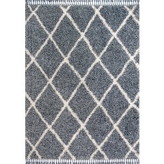 Gabrielle Mercer Shag Plush Tassel Moroccan Geometric Trellis Area Rug