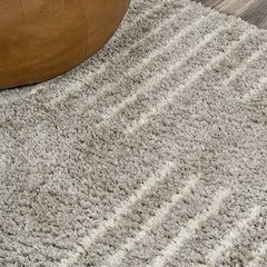 Petra Abstract Stripe Geometric Shag Runner Rug