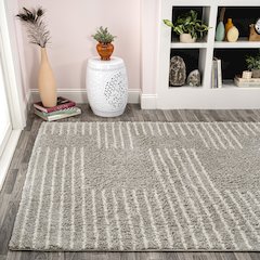 Petra Abstract Stripe Geometric Shag Area Rug