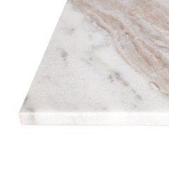 Cecil Modern 18.5" Square Natural Marble End Table with Cross Base