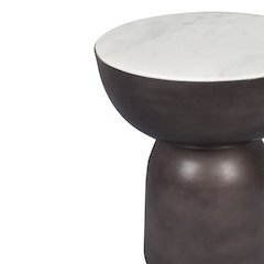 Atarah Modern 20" Round White Marble Top Accent Table