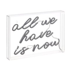All We Have Is Now Contemporary Glam Acrylic Box Usb Operated Led Neon Light