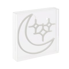 Starry Crescent Square Contemporary Glam Acrylic Box Usb Operated Led Neon Light