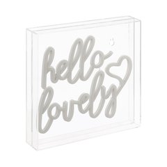 Hello Lovely Square Contemporary Glam Acrylic Box Usb Operated Led Neon Light