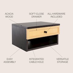 Celerie 15.7" Bohemian Wall Mounted Floating Nightstand