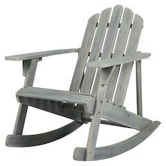 Kiawah Classic Gray Acacia Wood Adirondack Rocking Chair