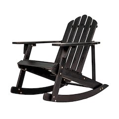 Ceceke Black Acacia Wood Adirondack Rocking Chair for Patio & Porch