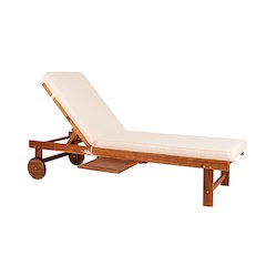 Seabrook Modern 69" Acacia Wood Outdoor Chaise Lounge Chair with Adjustable Back