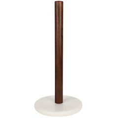 Avery Wood with Non Slip Weighted Marble Base Paper Towel Holder, White/Natural