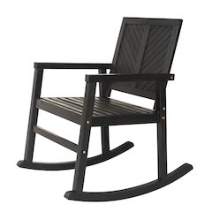 Ned Farmhouse Chevron Solid Acacia Wood Outdoor Rocking Chair