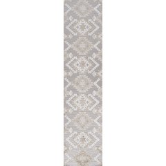 Sumak High-Low Pile Neutral Diamond Kilim Area Rug