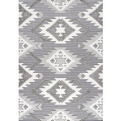 Sumak High-Low Pile Neutral Diamond Kilim Area Rug