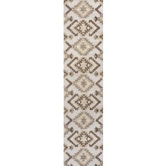 Sumak High-Low Pile Neutral Diamond Kilim Area Rug