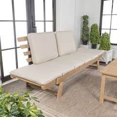 Hartley Coastal 66.5" Light Teak Eucalyptus Wood Convertible Outdoor Sofa