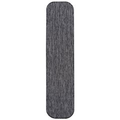 Radius Corner Solid Dark Gray 2 ft. x 8 ft. Indoor/Outdoor Shaped Runner Rug