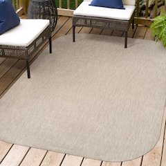 Miles Modern Minimalist Radius Corner SolidIndoor/Outdoor Shaped  Rug