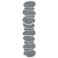 Blue/Cream 2 ft. x 8 ft. Indoor/Outdoor Shaped Runner Rug