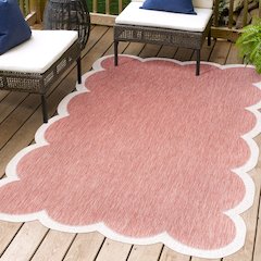 Alice Classic Cottage Two-Tone Scalloped Light Rose  Indoor/Outdoor Shaped  Rug
