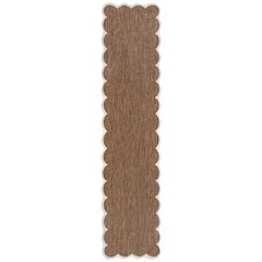 Two-Tone Scalloped Terra/Cream 2 ft. x 8 ft. Indoor/Outdoor Shaped Runner Rug