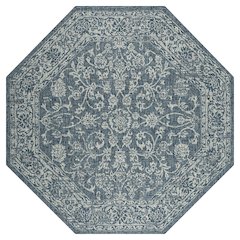 Tela Bohemian Textured Weave Floral Teal/Gray 5' Octagon Indoor/Outdoor Area Rug