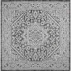 Sinjuri Medallion Textured Weave Indoor/Outdoor Area Rug