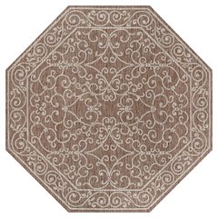 Charleston Vintage Filigree Textured Weave Beige/Brown Indoor/Outdoor Area Rug