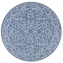 Charleston Vintage Filigree Textured Weave Indoor/Outdoor Round Rug