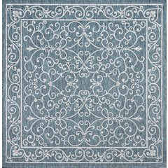 Charleston Vintage Filigree Textured Weave Indoor/Outdoor Square Rug