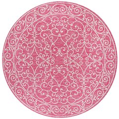 Charleston Vintage Filigree Textured Weave Indoor/Outdoor Round Rug
