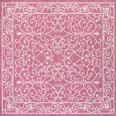Charleston Vintage Filigree Textured Weave Indoor/Outdoor Square Rug