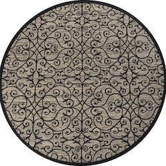 Madrid Vintage Filigree Textured Weave Indoor/Outdoor Round Rug