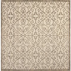 Madrid Vintage Filigree Textured Weave Indoor/Outdoor Square Rug