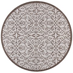 Madrid Vintage Filigree Textured Weave Indoor/Outdoor Round Rug