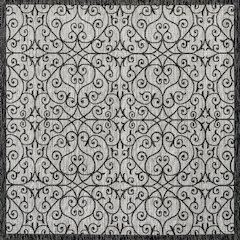 Madrid Vintage Filigree Textured Weave Indoor/Outdoor Square Rug