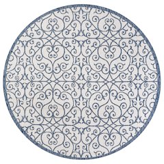 Madrid Vintage Filigree Textured Weave Indoor/Outdoor Round Rug