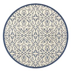 Madrid Vintage Filigree Textured Weave Indoor/Outdoor Round Rug