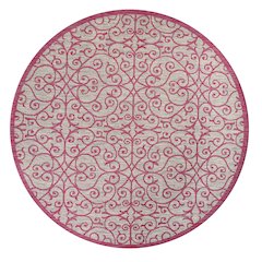 Madrid Vintage Filigree Textured Weave Indoor/Outdoor Round Rug