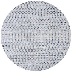 Ourika Moroccan Geometric Textured Weave Indoor/Outdoor Round Rug