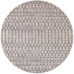 Ourika Moroccan Geometric Textured Weave Indoor/Outdoor Round Rug