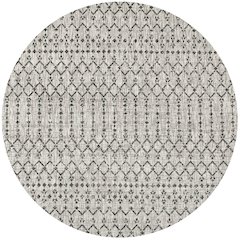 Ourika Moroccan Geometric Textured Weave Indoor/Outdoor Round Rug