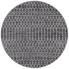 Ourika Moroccan Geometric Textured Weave Indoor/Outdoor Round Rug