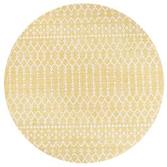 Ourika Moroccan Geometric Textured Weave Indoor/Outdoor Round Rug
