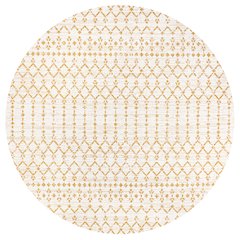 Ourika Moroccan Geometric Textured Weave Indoor/Outdoor Round Rug