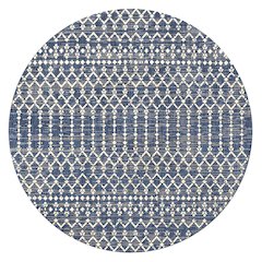 Ourika Moroccan Geometric Textured Weave Indoor/Outdoor Round Rug