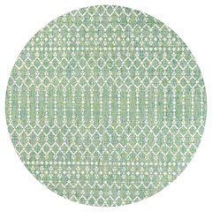 Ourika Moroccan Geometric Textured Weave Indoor/Outdoor Round Rug