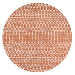 Ourika Moroccan Geometric Textured Weave Indoor/Outdoor Round Rug