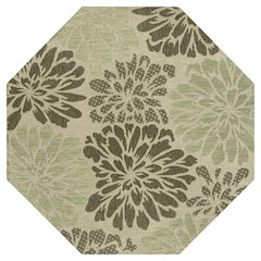 Zinnia Modern Floral Textured Weave Sage/Brown Octagon Indoor/Outdoor Area Rug